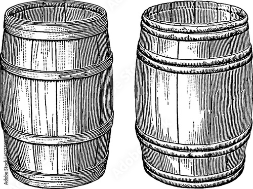 Vintage illustration wooden barrel