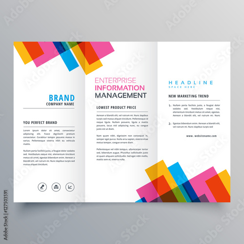 colorful stripes business trifold brochure layour template for y