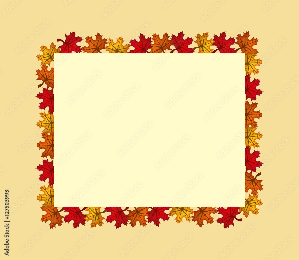 frame of autumn leaves over yellow background.happy thanksgiving design. colorful design. vector illustration frame of autumn leaves over yellow background.happy thanksgiving design. colorful design. vector illustration