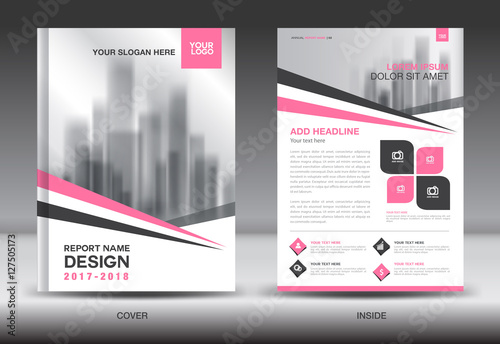 Pink Cover Annual report brochure flyer template creative design