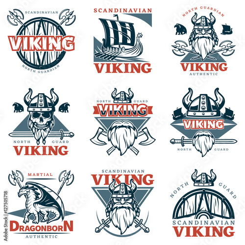 Colored Viking Emblem Set