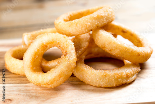 Fast food Homemade Crunchy Fried onion rings © ilolab