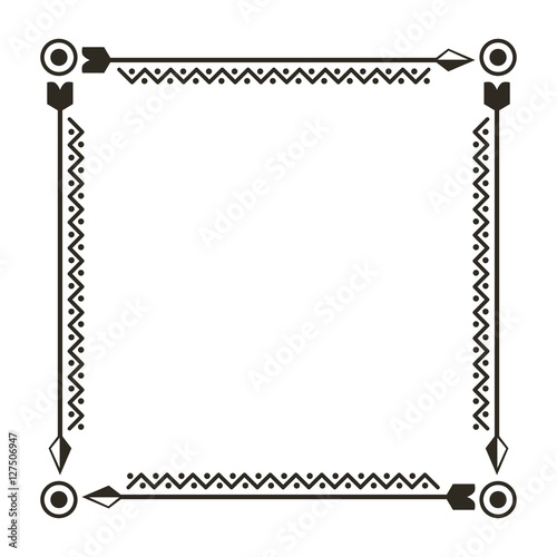 decorative square frame. boho style design. vector illustration