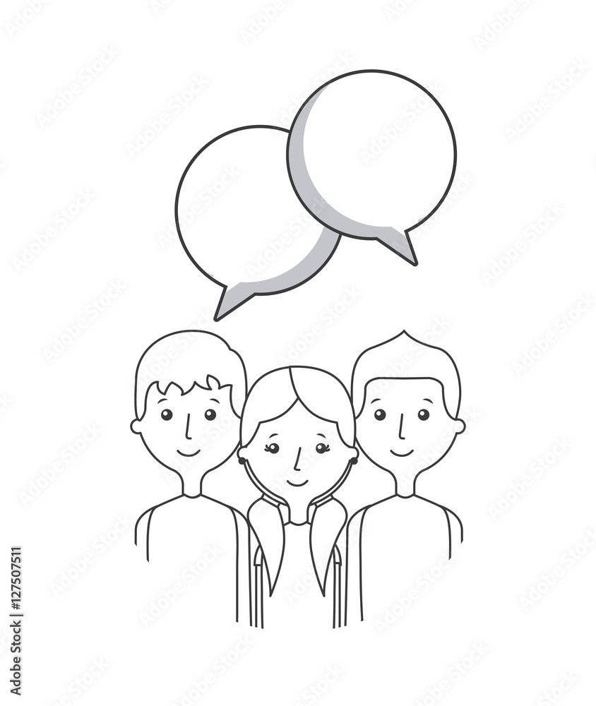 cartoon people with communication bubbles over white background. vector illustration cartoon people with communication bubbles over white background. vector illustration