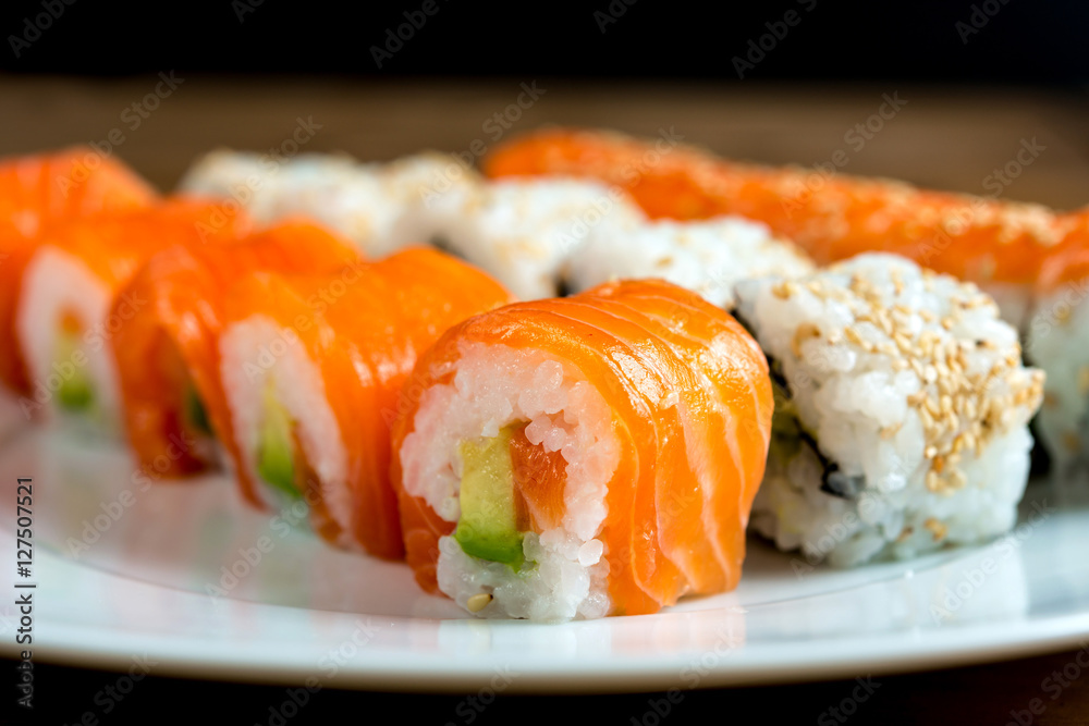fresh sushi traditional japanese food on the table fresh sushi traditional japanese food on the table