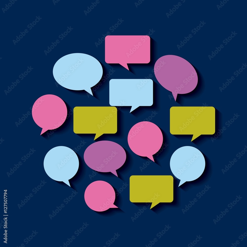 colorful communication bubbles in circle shape over blue background. vector illustration colorful communication bubbles in circle shape over blue background. vector illustration