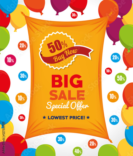 big sale special offer buy now banner and balloons vector illustration eps 10
