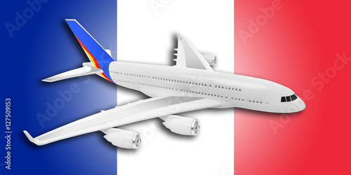 Plane and France flag.