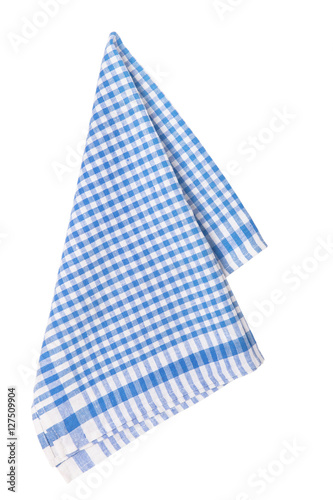 Blue table towel on white background isolated
