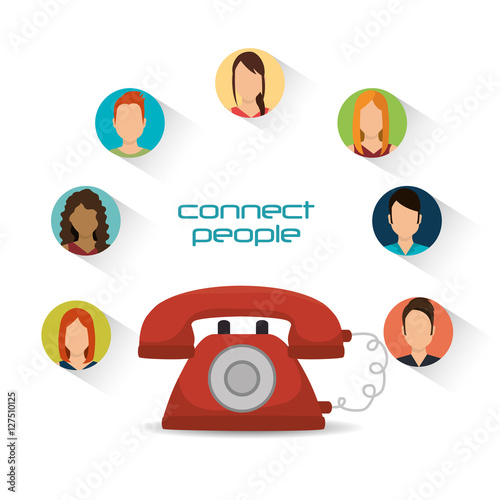 telephone communication connected people vector illustration eps 10