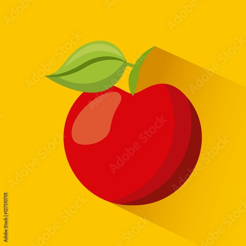 red apple fruit icon ove yellow background. vector illustration