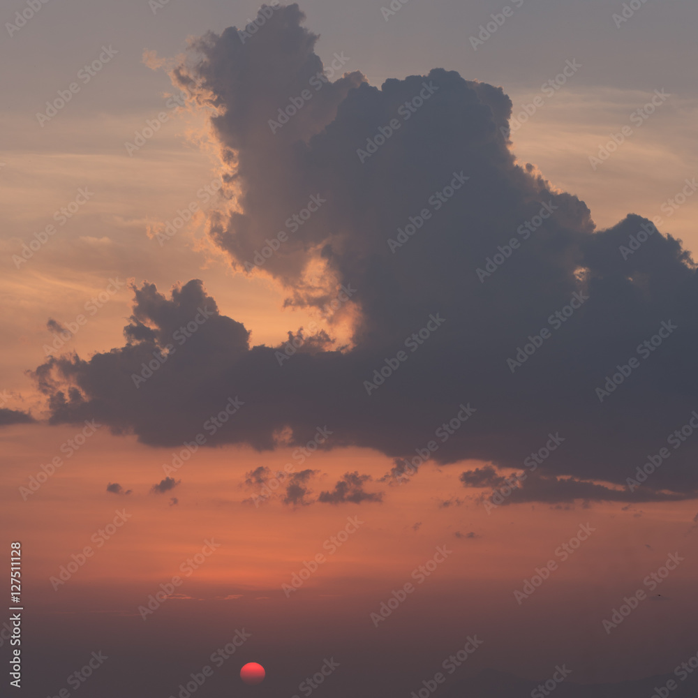 Fototapeta Sky with clouds at sunrise and sunset
