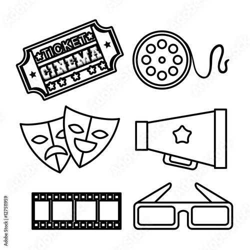 hand draw mask glasses speaker reel ticket vector illustration eps 10