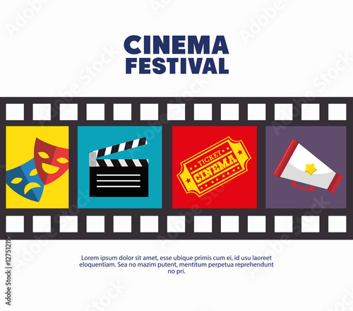 poster cinema festival strip film icons movie vector illustration eps 10