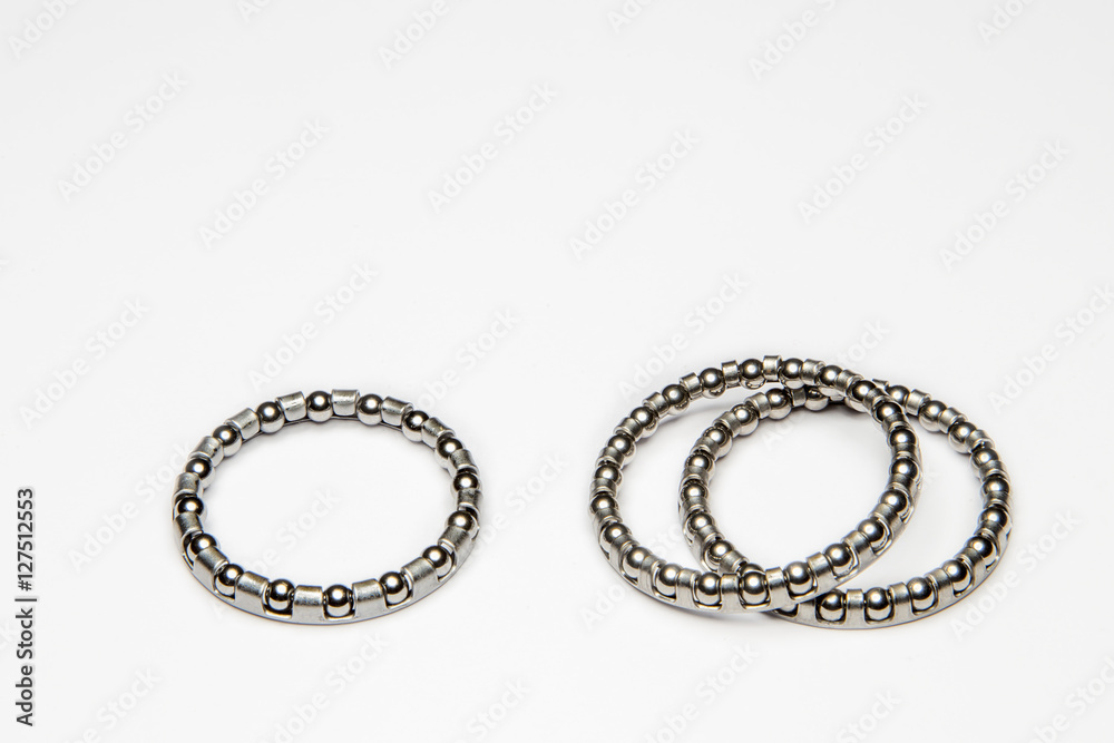 Bicycle bearings on a white