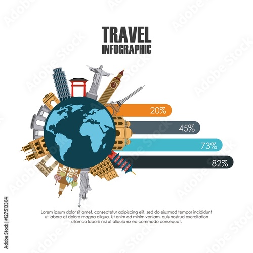 infographic presentation of iconic monuments of the world. colorful design. vector illustration