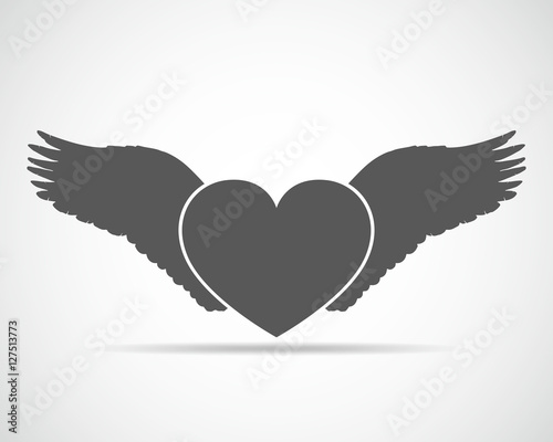 Heart with wings. Vector illustration.