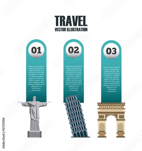 infographic presentaiton of iconic monuments of the world  over blue background. colorful design. vector illustration