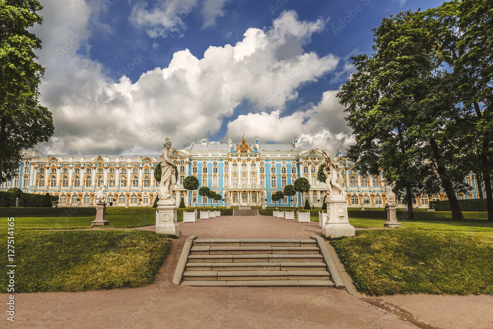 Obraz premium Catherine Palace. Summer view. The Tsarskoye Selo is State Museum-Preserve. Located near Saint-Petersburg