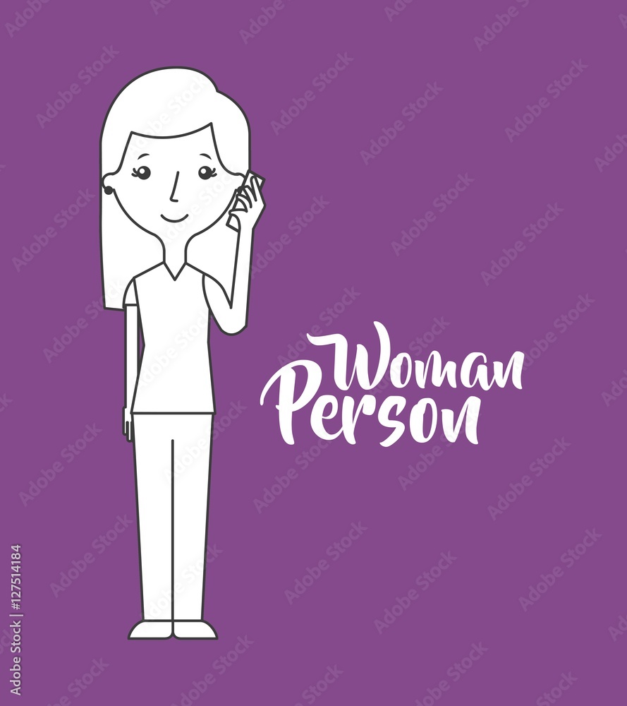 cartoon woman person standing over purple background. vector illustration