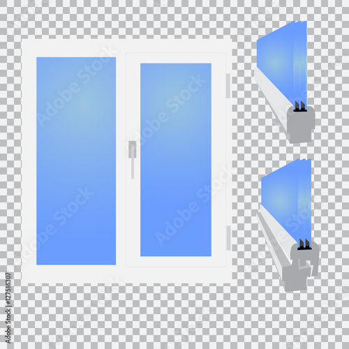 фотографія Plastic window, glazed sectional on checkered background