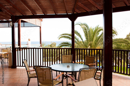Dining on the terrace with sea views