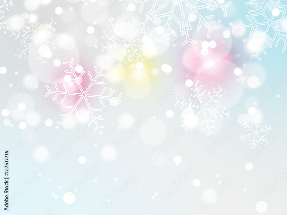 winter bokeh background with snowflake