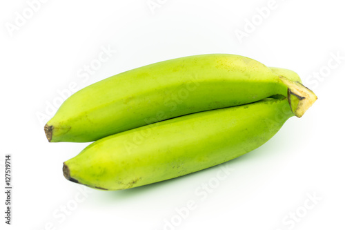 green bananas isolated on white background