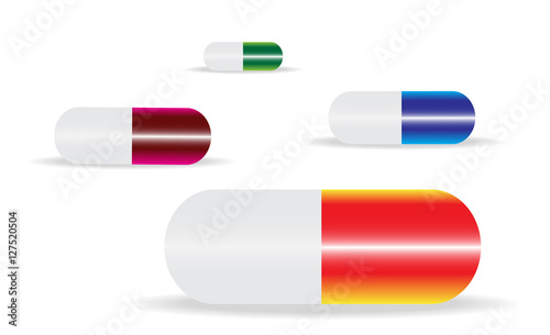 Pills and drugs isolated over white background