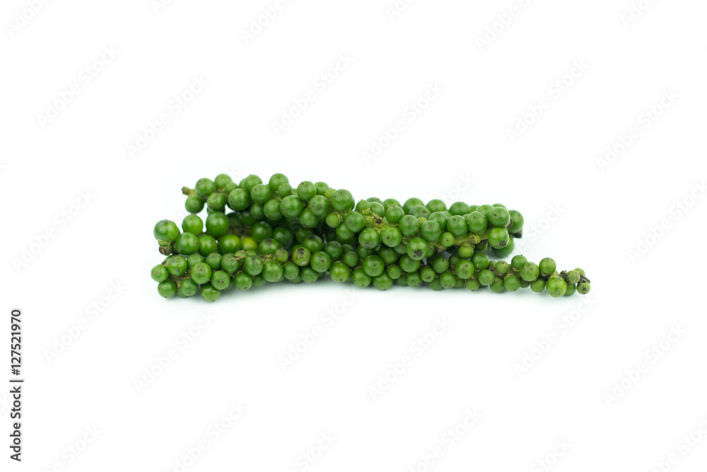 fresh green peppercorns isolated on white fresh green peppercorns isolated on white