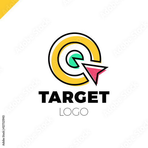 Target hit two circle with arrow Branding Identity Corporate vector logo design template Isolated