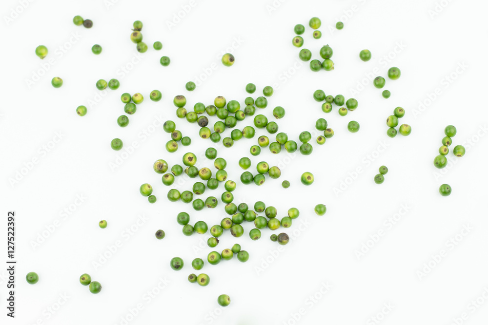 fresh green peppercorns isolated on white fresh green peppercorns isolated on white