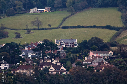 Houses on a hill near the town of Sidmouth. Devon. England