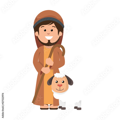 saint joseph manger character vector illustration design