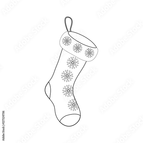Empty Christmas Sock Outline Icon Symbol Design.  Vector Christmas illustration isolated on white background. Vector illustration for Christmas, new year, decoration, winter holiday.