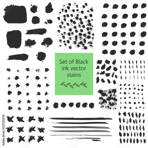 Set of grunge different brush strokes.