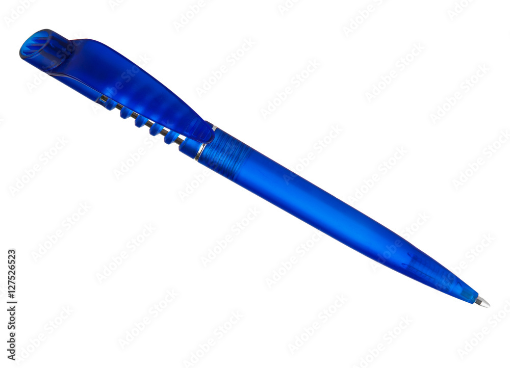 blue ballpoint pen isolated on a white background