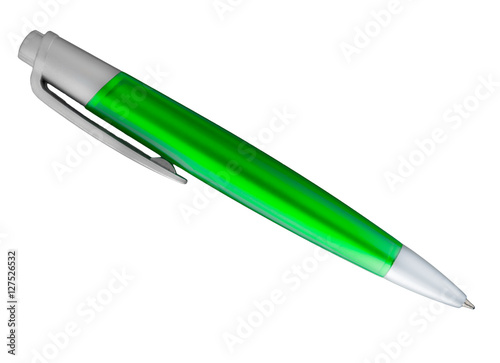 green ballpoint pen isolated on a white background