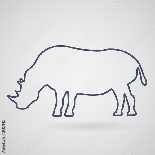 Silhouette of rhino on a light gray background. Under rhino gray