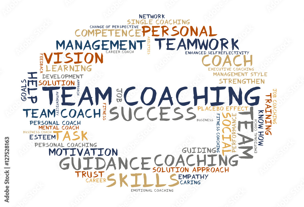 Fototapeta premium Team Coaching word cloud shaped as a stop sign