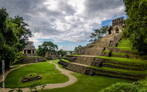 Temples of the Cross Group at mayan ruins of Palenque - Chiapas, Mexico