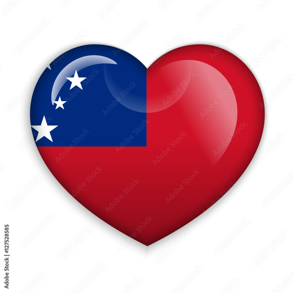 Love Samoa . Flag Heart Glossy Button