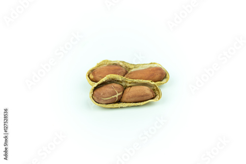 Dried peanuts isolated on white