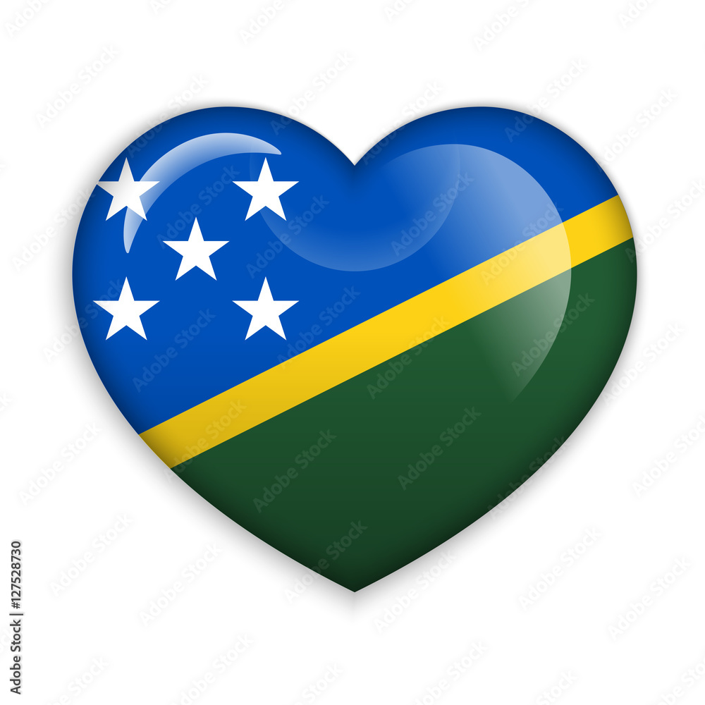 Love Solomon Islands. Flag Heart Glossy Button