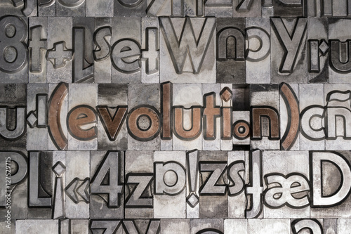 Evolution created with movable type printing
