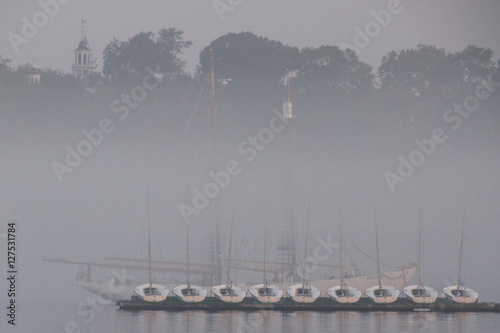 Maine Maritime Academy Sailboats Docked in Oakum Bay, Castine, Maine, US