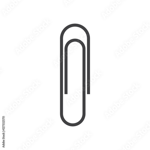 Simple flat paper clip icon, grayscale on white background