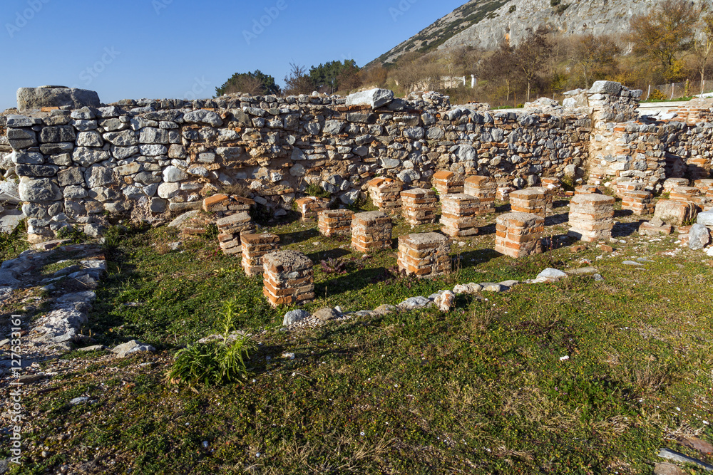 Obraz premium Ruins in the archeological area of Philippi, Eastern Macedonia and Thrace, Greece