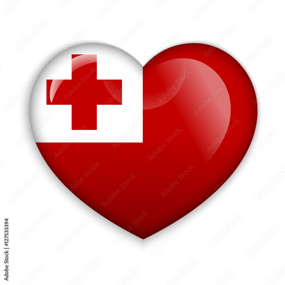 Love Tonga. Flag Heart Glossy Button Love Tonga. Flag Heart Glossy Button