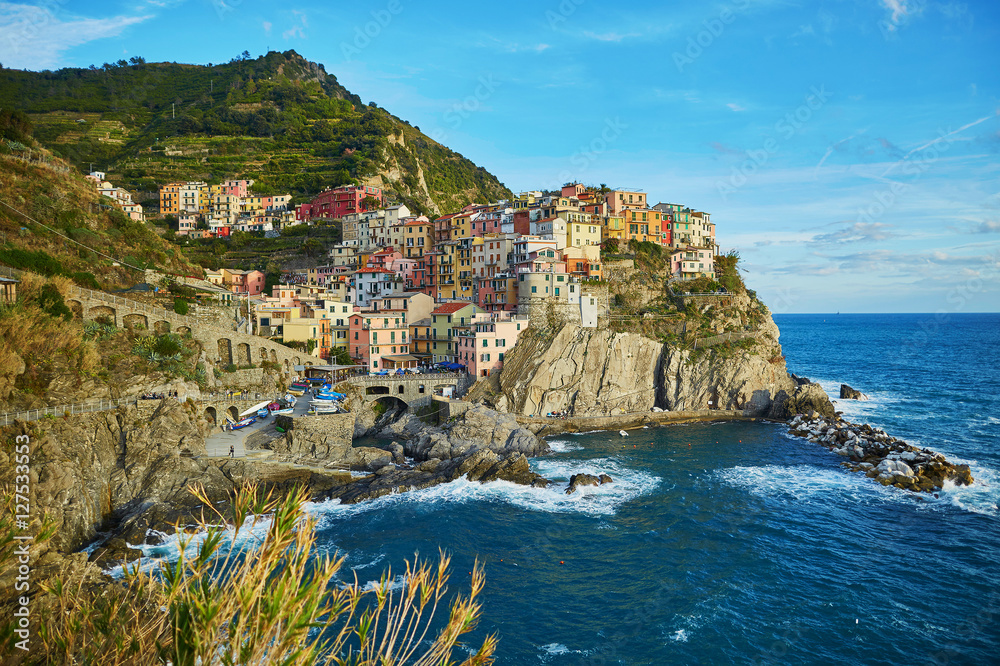 Naklejka premium Scenic view of Corniglia, Cinque Terre, Liguria, Italy